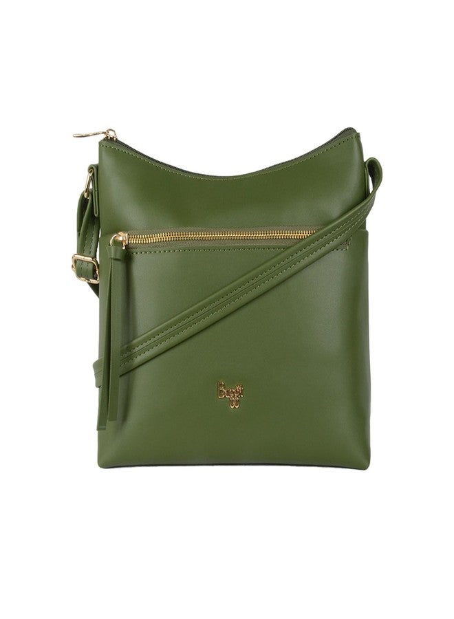 Baggit Women's Tilling Green Medium Sling Bag | Ladies Stylish Casual Cross Body Purse Handbag | Faux Leather | 6-Month Warranty | Cruelty-Free Material | Made in India - Image 1